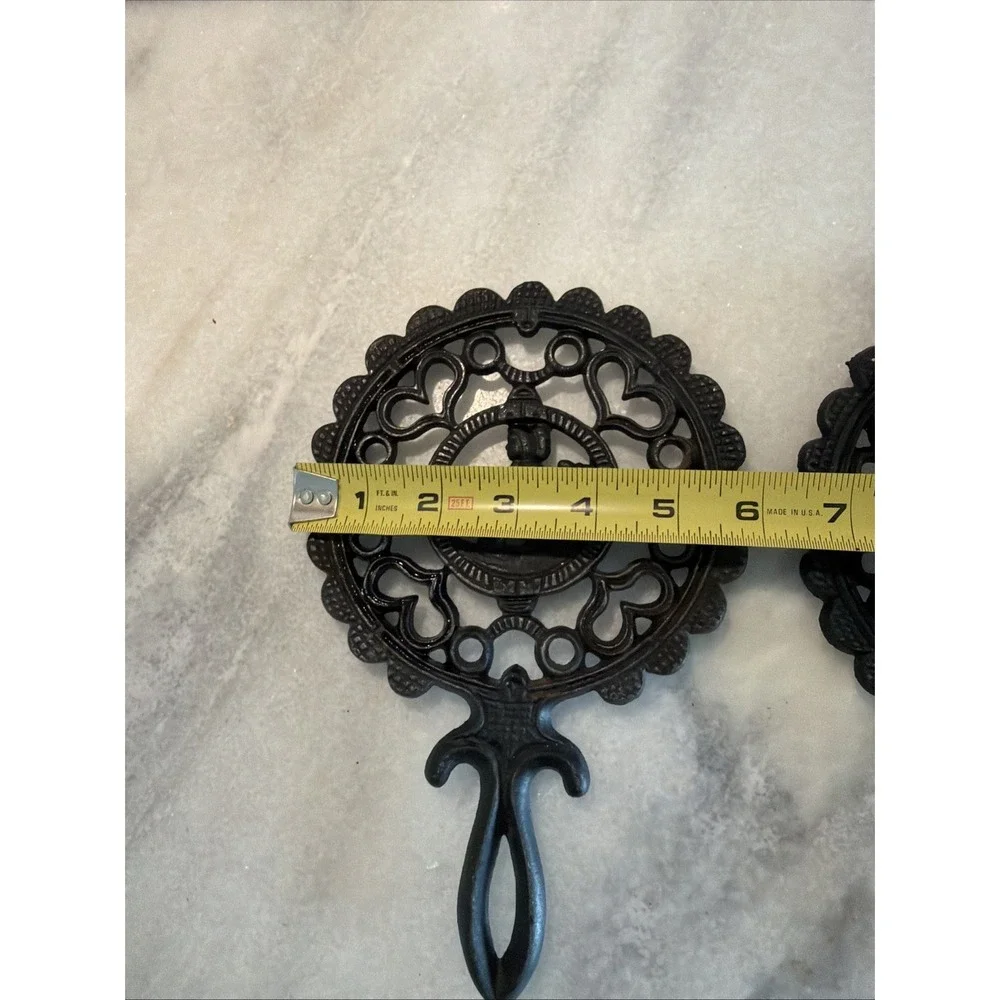 Set Of 2 Vintage Cast Iron Trivets Amish Boy And Girl OLA000